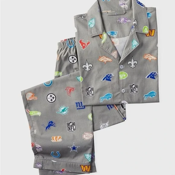 Pottery Barn NFL Pajama Set - Gray with Team Logos - Picture 2 of 5